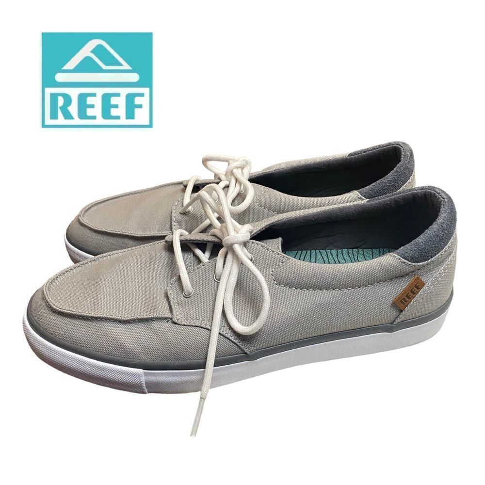 REEF Deckhand 3 Men's Grey White Boat Deck Shoes with Box 7.5